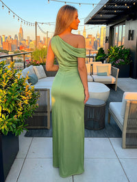 Satin Mermaid One Shoulder Long Wedding Guest Dresses