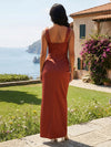 Satin Mermaid V Neck Long Wedding Guest Dresses