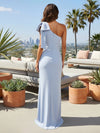 Satin Mermaid One Shoulder Long Bridesmaid Dresses