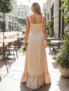 Square Neck Satin Wedding Guest Dress with Slit