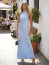 Halter Satin Sheath Wedding Guest Dress