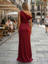 One Shoulder Satin Mermaid Formal Evening Dresses