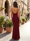 Spaghetti Straps Floral Mermaid Wedding Guest Dress