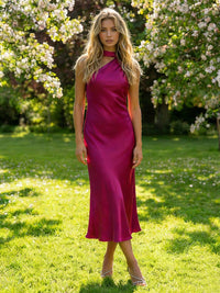 One Shoulder Satin Sheath Wedding Guest Dress