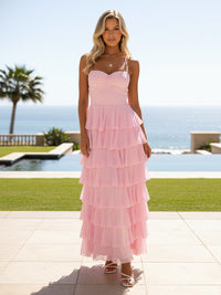 Spaghetti Straps Sweetheart Chiffon Wedding Guest Dress