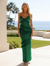 Spaghetti Straps Satin Sheath Wedding Guest Dresses
