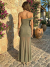 Chiffon A Line Strapless Pleated Wedding Guest Dresses