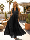 A Line Chiffon V Neck Long Pleated Formal Dresses