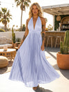 A Line Chiffon V Neck Long Pleated Formal Dresses