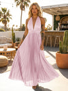 A Line Chiffon V Neck Long Pleated Formal Dresses