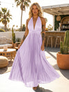A Line Chiffon V Neck Long Pleated Formal Dresses