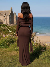 Chiffon Mermaid Off the Shoulder Pleated Wedding Guest Dresses