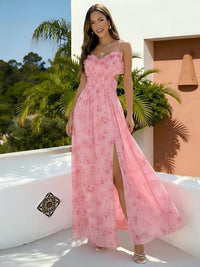 Spaghetti Straps A Line Wedding Guest Dress with Slit