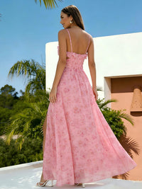 Spaghetti Straps A Line Wedding Guest Dress with Slit