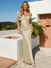 Off the Shoulder Mermaid Satin Wedding Guest Dress