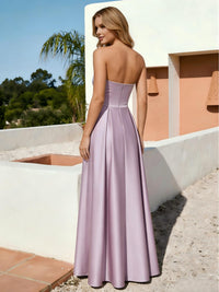 Classic Strapless A Line Satin Formal Dresses