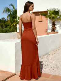 Spaghetti Straps Sheath Satin Formal Dresses