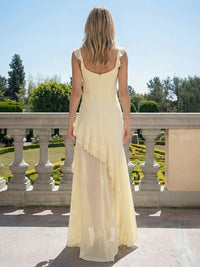 Chiffon Round Neck Hi Lo Wedding Guest Dresses