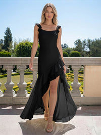 Chiffon Round Neck Hi Lo Wedding Guest Dresses