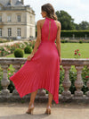 Satin High Neck Pleated Wedding Guest Dresses