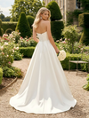 Satin A-Line Strapless Wedding Dresses with Side Waist Ruched