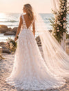 Tulle A-Line V Neck Wedding Dresses with Bow