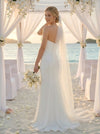 Chiffon Mermaid Strapless Wedding Dresses with Floral Embroidery
