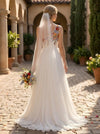 Chiffon A-Line One Shoulder Wedding Dresses with Floral Embroidery