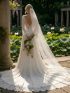 Chiffon A-Line Deep V Wedding Dresses with Side Slit