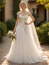 Tulle A-Line Sweetheart Wedding Dresses with Floral Embroidery