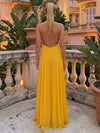 Chiffon A-Line Strapless Maxi Wedding Guest Dresses with 3D Flowers