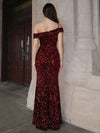 Off the Shoulder Mermaid Sequin Evening Dresses