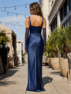 Spaghetti Straps Sheath Pleats Satin Evening Dresses