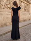 Satin Mermaid Asymmetric Neck Ruffles Formal Dresses