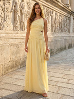 Chiffon A-Line One Shoulder Pleated Formal Dresses