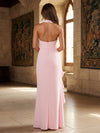 Satin Mermaid Halter Ruffles Formal Dresses