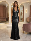 V Neck Sequin Mermaid Evening Dresses