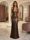 V Neck Sequin Mermaid Evening Dresses