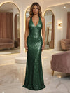 V Neck Sequin Mermaid Evening Dresses