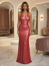 V Neck Sequin Mermaid Evening Dresses