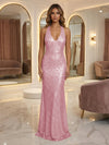 V Neck Sequin Mermaid Evening Dresses