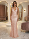 V Neck Sequin Mermaid Evening Dresses
