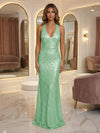 V Neck Sequin Mermaid Evening Dresses