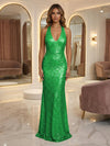 V Neck Sequin Mermaid Evening Dresses