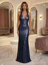 V Neck Sequin Mermaid Evening Dresses