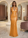 V Neck Sequin Mermaid Evening Dresses