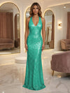 V Neck Sequin Mermaid Evening Dresses