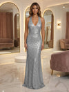 V Neck Sequin Mermaid Evening Dresses