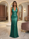 V Neck Sequin Mermaid Evening Dresses