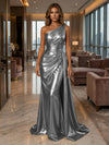 One Shoulder Satin Mermaid Evening Dresses with Wrap